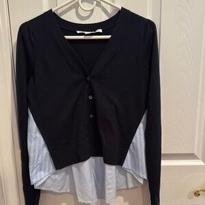 Veronica Beard cardigan sweater with button-down shirt off the back sz XS